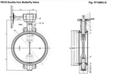 Van 1 bướm bằng gang wafer FF16WU-G